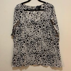 Lane Bryant 18/20 Leopard Sheer Dolman Roll Sleeve